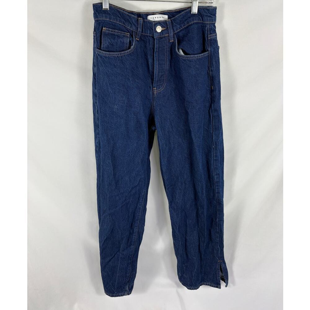 Topshop Dark Wash Wide Leg Relaxed Fit high waist Jeans Size 6